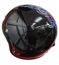 Load image into Gallery viewer, Helmet - Black with blue, purple and pink pin stiping
