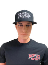 Load image into Gallery viewer, Hats - White Van script - black snapback flatbill
