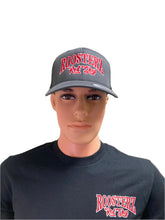 Load image into Gallery viewer, Hats - Grey Red Script Black Back - Snap Back

