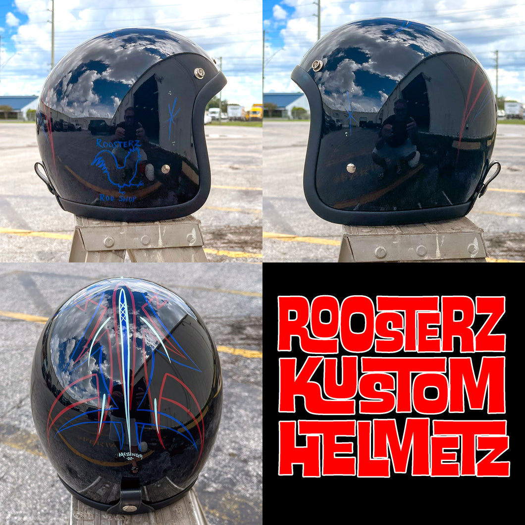 Helmet - The Black & Blue Rooster Custom Helmet