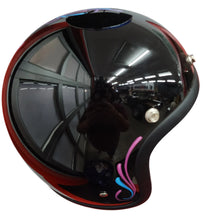 Load image into Gallery viewer, Helmet - Black with blue, purple and pink pin stiping

